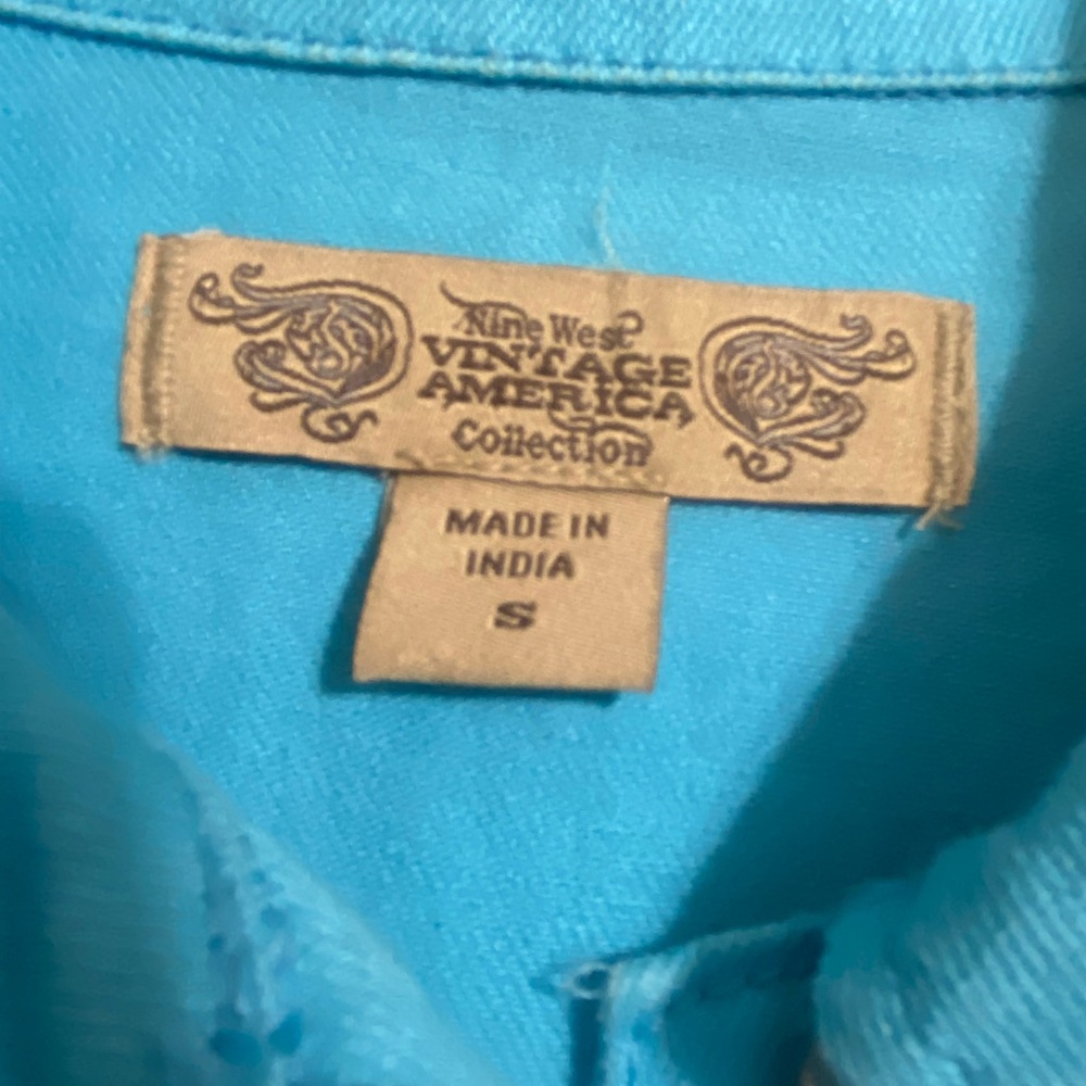 Nine West Aqua Blue Lightweight Button Jacket Coat - Picture 4 of 4